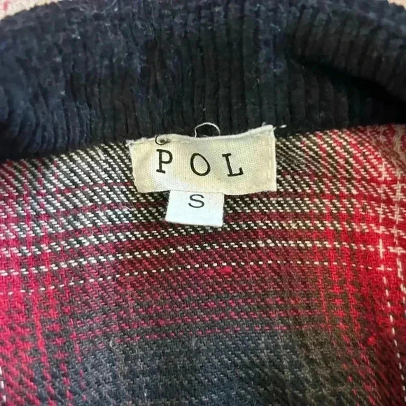NWT POL Womens Wool Blend Red & Black Plaid Shacket Shirt Jacket Size S - Picture 5 of 7